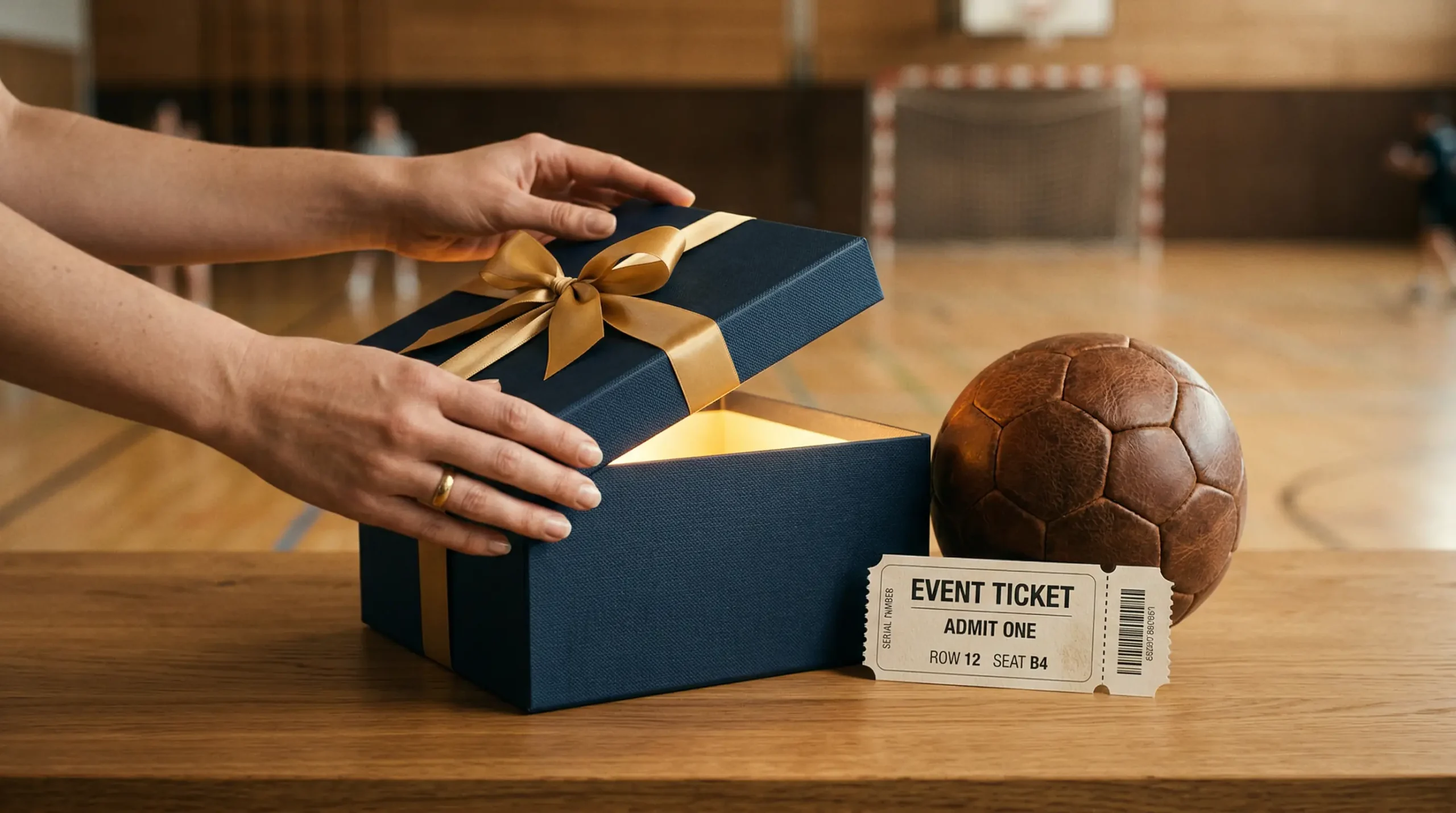 Geschenkbox mit Sportwetten-Symbolen als Symbol für Bonusangebote