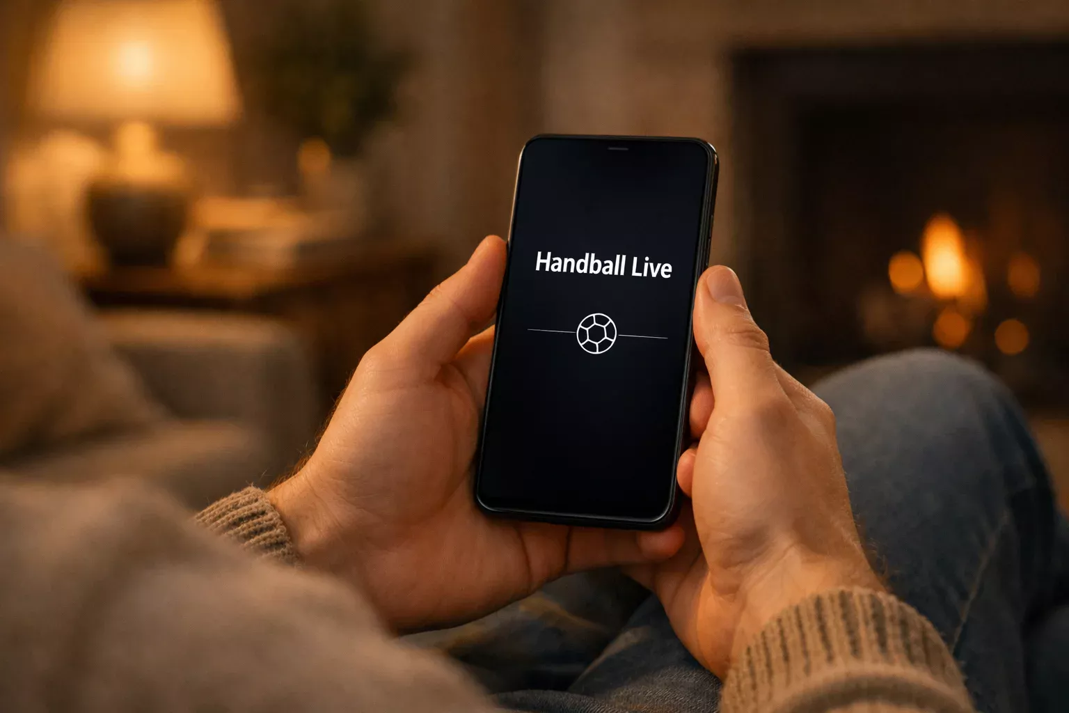 Fan schaut Handballspiel live auf dem Smartphone