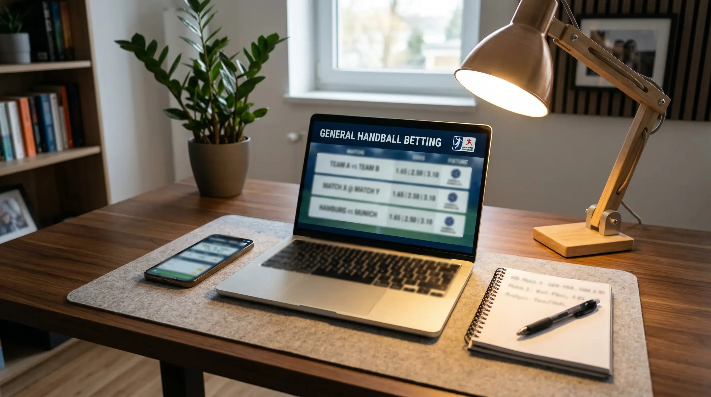 Laptop und Smartphone mit verschiedenen Wettanbieter-Seiten auf einem Schreibtisch